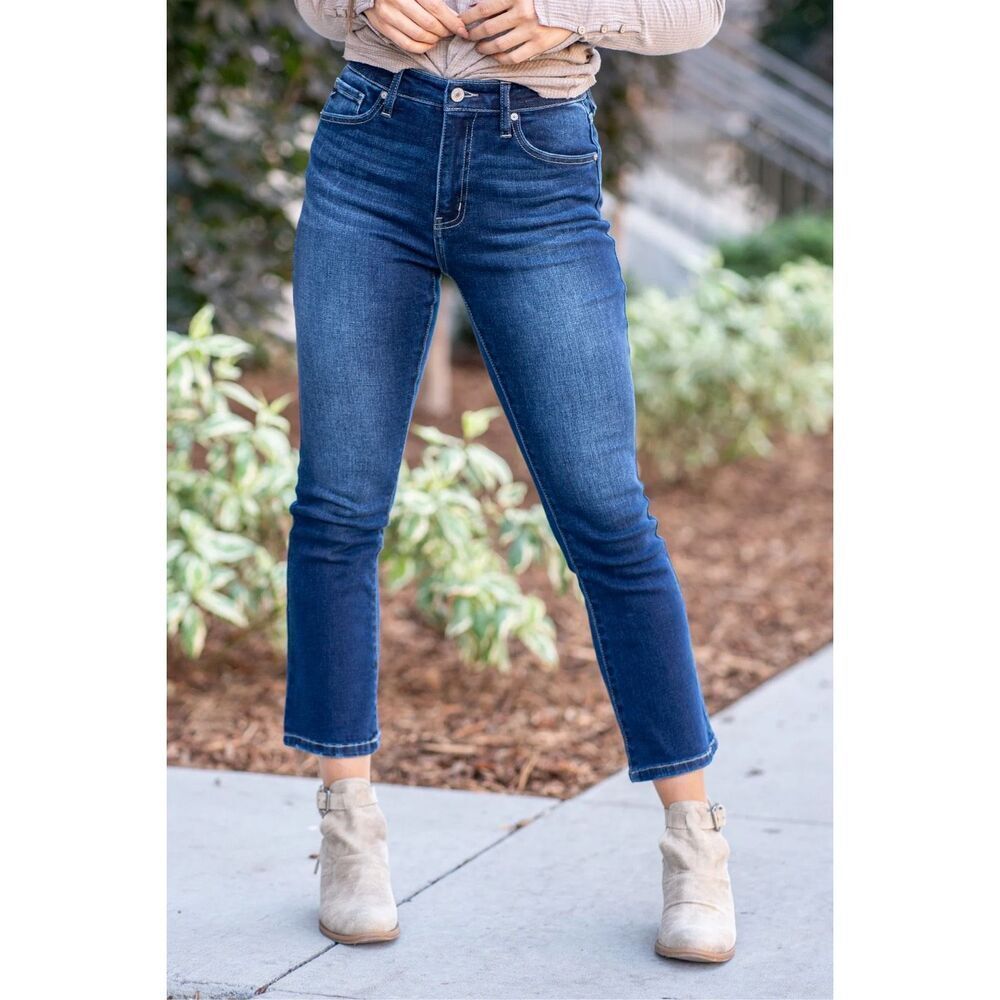KANCAN BEVERLY HIGH RISE KICK FLARE Non Ripped Cropped Jeans 5/26 #777
